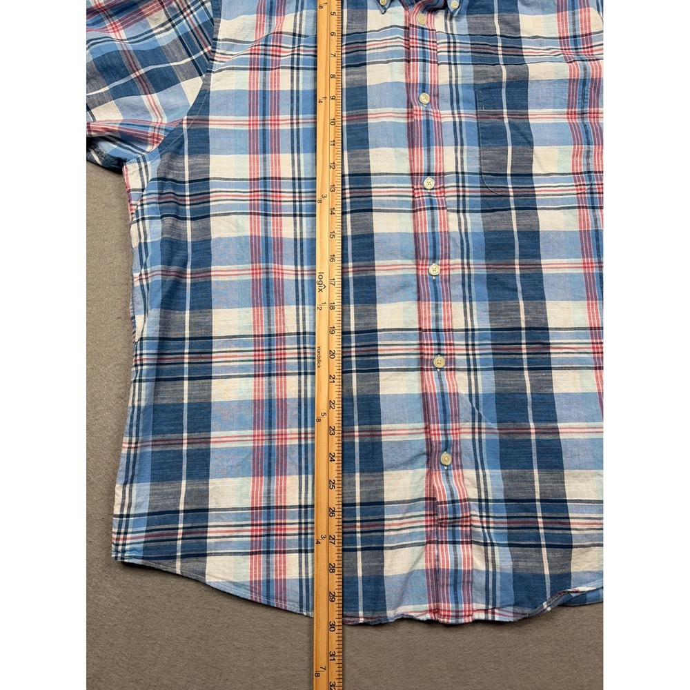 Brooks Brothers Regent Fit Plaid Short Sleeve Button Down Shirt Mens XL Blue Red - Picture 3 of 8